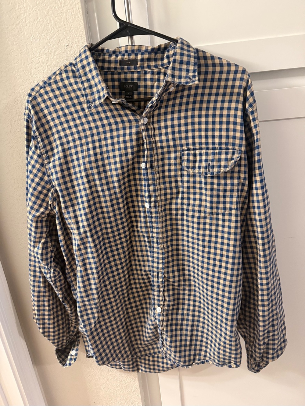 J. Crew Blue and Cream Gingham Button-Down Shirt